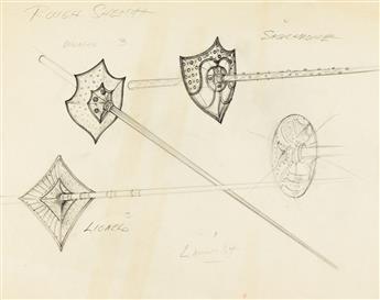 (FILM / WARNER BROTHERS / SEVEN ARTS) JOHN TRUSCOTT Archive of set design sketches for the 1967 film Camelot.